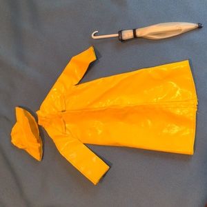 Vintage Genuine Barbie Raincoat, rain hat and umbrella